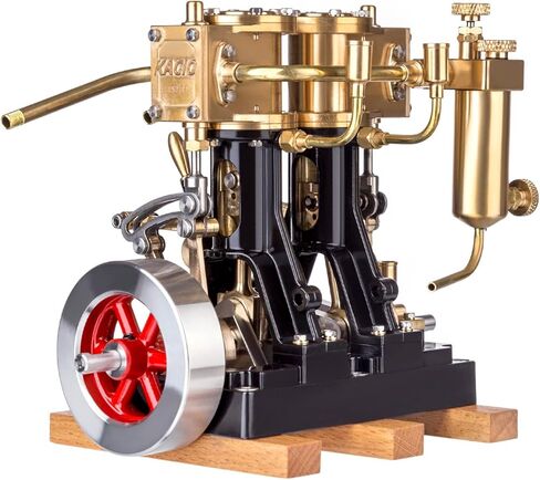 KACIO LS2-14 Twin Cylinder Reciprocating Steam Engine Model - Boiler Not Included - Perfect for Steam-Powered Model Ships Over 80cm in Kuwait