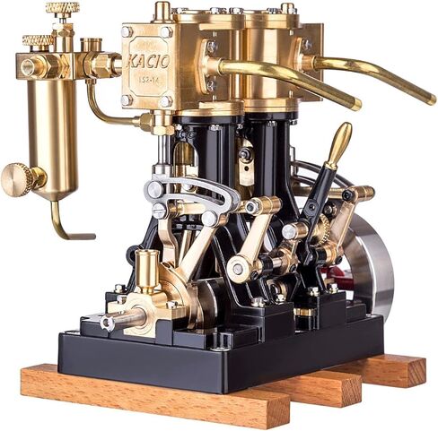 KACIO LS2-14 Twin Cylinder Reciprocating Steam Engine Model - Boiler Not Included - Perfect for Steam-Powered Model Ships Over 80cm in Kuwait