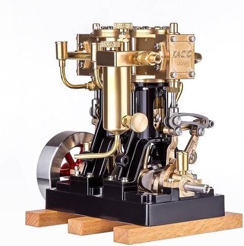 KACIO LS2-14 Twin Cylinder Reciprocating Steam Engine Model - Boiler Not Included - Perfect for Steam-Powered Model Ships Over 80cm in Kuwait