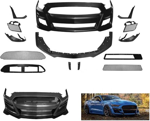 GT500 Style Front Bumper Cover Conversion Kit Compatible with 2015 2016 2017 Ford Mustang Upgrade to GT500 Style - Will not fit original GT500 in Kuwait
