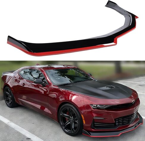 الشفة الأمامية متوافقة مع Chevy Camaro LT/LS/RS/SS 2016-2024، أسود لامع على شكل خط أحمر ممتص للصدمات وسد هوائي سفلي للذقن مناسب للأعمار من 16 إلى 24 عامًا، مجموعة حماية للجسم in Kuwait