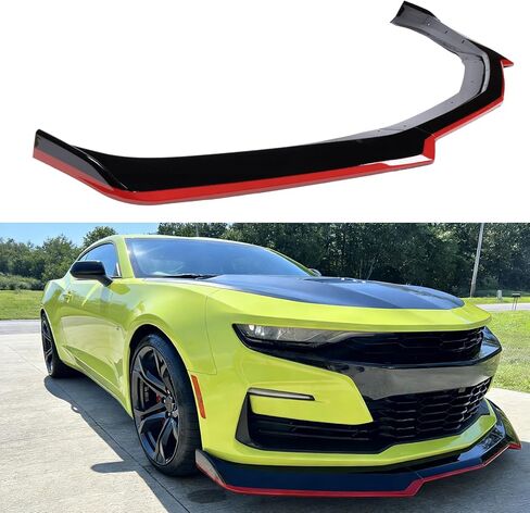 الشفة الأمامية متوافقة مع Chevy Camaro LT/LS/RS/SS 2016-2024، أسود لامع على شكل خط أحمر ممتص للصدمات وسد هوائي سفلي للذقن مناسب للأعمار من 16 إلى 24 عامًا، مجموعة حماية للجسم in Kuwait