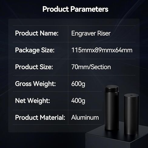 WOXCKER Heightening Bracket Risers for L2 JL7 Laser Engraver, 8PCS 2.75" Height Extension Kit, M6 Screw Compatible, All-Metal Support Column for Engraving Taller Objects in Saudi Arabia