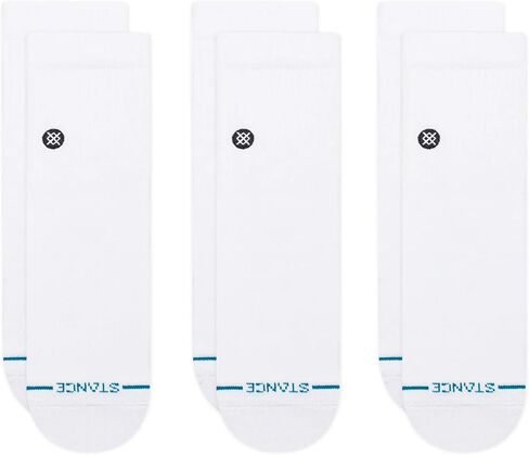 Stance Icon Quarter Sock 3-Pack for Men and Women, Cotton Blend Medium Cushioning Arch Support, White, X-Large in Saudi Arabia