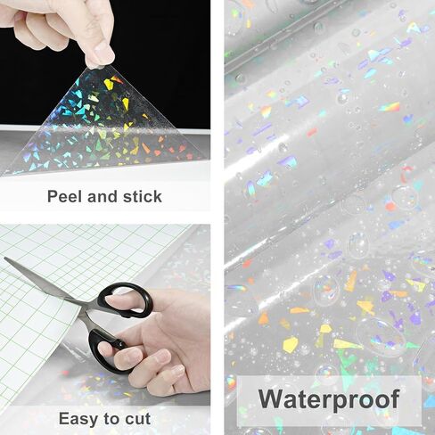 Gem Holographic Sticker Paper Self Adhesive Laminate Sheets Clear Contact Paper Peel and Stick Iridescent Glitter Transparent Card Sticker Cover for Book Windows Cabinet Art Projects DIY in Saudi Arabia