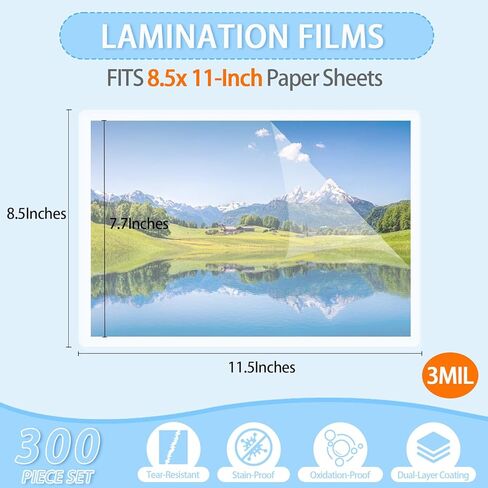 300 Pack 3 Mil Clear Thermal Laminating Pouches 9x11.5, Fits 8.5x11 Letter Size, Lamination Sheets for Laminator, Office School Supplies in Kuwait