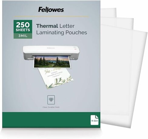 Fellowes® Thermal Laminating Pouches, Letter Size, 3 Mil, 9" x 11-1/2", Ultra-Clear, Pack of 250 Pouches in Kuwait