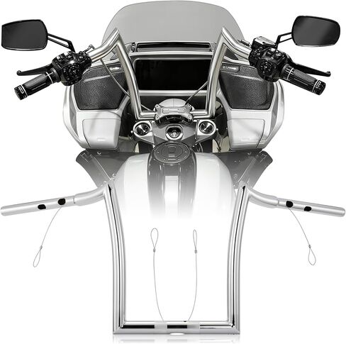 1 1/4 بوصة Road Glide Handlebar 14 بوصة Rise Meathook Ape Hangers لـ Harley 2023-أحدث CVO Road Glide FLTRXSE و2024-أحدث FLTRX و2024-أحدث FLTR موديلات، كروم in Kuwait
