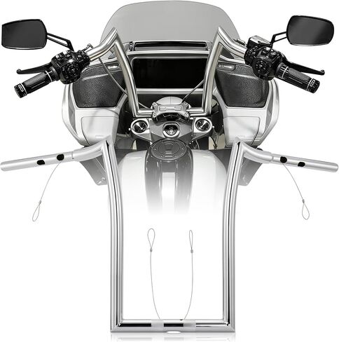 1 1/4 بوصة Road Glide Handlebar 14 بوصة Rise Meathook Ape Hangers لـ Harley 2023-أحدث CVO Road Glide FLTRXSE و2024-أحدث FLTRX و2024-أحدث FLTR موديلات، كروم in Kuwait