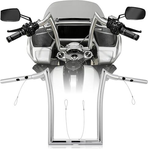 1 1/4 بوصة Road Glide Handlebar 14 بوصة Rise Meathook Ape Hangers لـ Harley 2023-أحدث CVO Road Glide FLTRXSE و2024-أحدث FLTRX و2024-أحدث FLTR موديلات، كروم in Kuwait