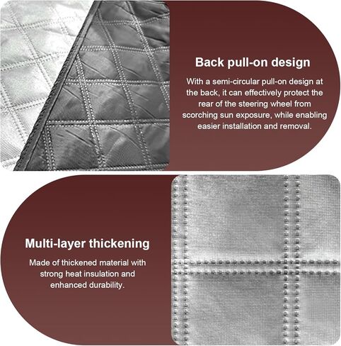 1 PC Car Steering Wheel Sun Shade, 16.93" Aluminum Foil Material Car Driving Handle Cover, Thickened Slip-on Steering Wheel Sunshade Protector, Universal for Most Cars SUVs Trucks (Silver) in Kuwait