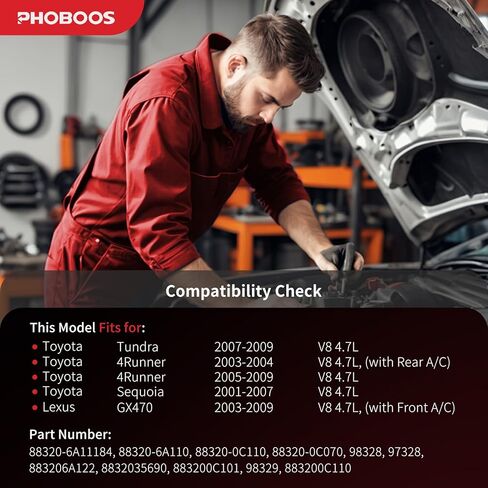 ضاغط تكييف الهواء PHOBOOS مع قابض متوافق مع Toyota Tundra 2007-2009، 4Runner 2003-2009، Sequoia 2001-2007 وLexus GX470 2003-2009، 4.7 لتر، تبريد سريع، ضوضاء منخفضة، تركيب سهل، Ref.97328 in Kuwait
