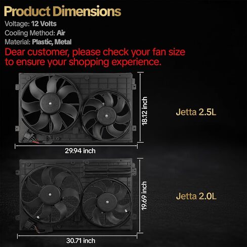 620-805 Radiator Cooling Fan Assembly for Volkswagen Bora 2.5L 2006-2010, for 2006-2010 Eos 2.0 L,for Jetta 2.0L 2006-2016, for A3 1.4L – 2.0L 2003-2010 in Saudi Arabia