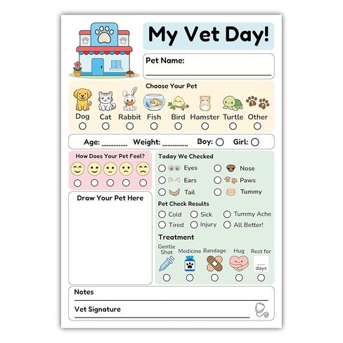 KACHANNIE My Vet Day – Veterinarian Play Notepad, 50 Pages, 5.8 x 8.3 in – Pretend Animal Clinic Imaginative Role Playtime Pad for Kids in Kuwait