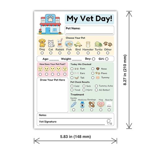 KACHANNIE My Vet Day – Veterinarian Play Notepad, 50 Pages, 5.8 x 8.3 in – Pretend Animal Clinic Imaginative Role Playtime Pad for Kids in Kuwait