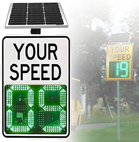 Adjustable Radar Speed Display Sign, Traffic Monitoring for Highways & Speed-Limited Roads, 24×35in Yellow, Includes Accessories for Enhanced Safety in Kuwait