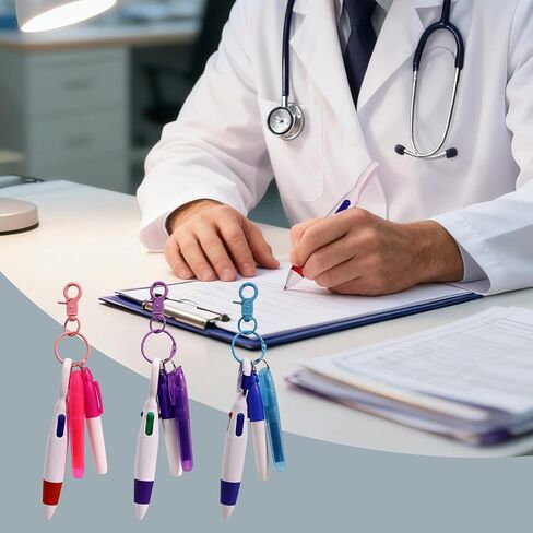 مجموعة أقلام هايلايتر صغيرة مكونة من 12 قطعة، بما في ذلك 3 أقلام تحديد و3 أقلام تحديد دائمة و3 أقلام حبر جاف قابلة للسحب، مع 3 قطع من مشبك سلسلة مفاتيح الممرضة (أرجواني + أحمر + أزرق) in Kuwait