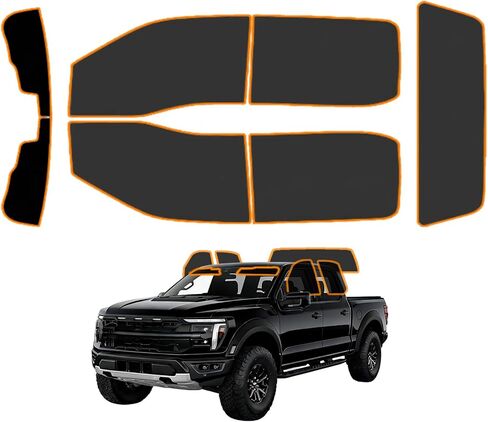 صبغة وشريط نافذة مسبق القطع من AUTOTEK لسيارة Ford F150 2021-2025 Crew/Super/Regular Cab، صبغات النوافذ الداخلية للسيارات المكونة من طبقتين، مضادة للوهج، مانع للحرارة والأشعة فوق البنفسجية، حماية الخصوصية، تثبيت سريع in Kuwait