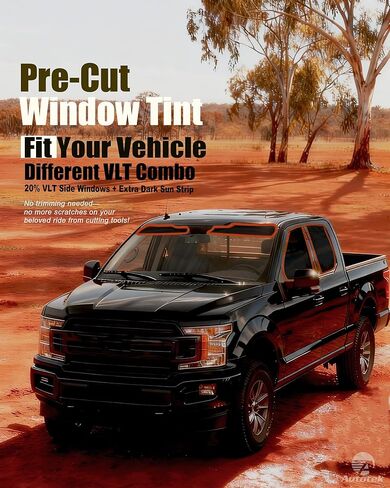 صبغة وشريط نافذة مسبق القطع من AUTOTEK لسيارة Ford F150 2021-2025 Crew/Super/Regular Cab، صبغات النوافذ الداخلية للسيارات المكونة من طبقتين، مضادة للوهج، مانع للحرارة والأشعة فوق البنفسجية، حماية الخصوصية، تثبيت سريع in Kuwait