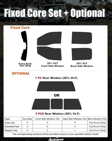صبغة وشريط نافذة مسبق القطع من AUTOTEK لسيارة Ford F150 2021-2025 Crew/Super/Regular Cab، صبغات النوافذ الداخلية للسيارات المكونة من طبقتين، مضادة للوهج، مانع للحرارة والأشعة فوق البنفسجية، حماية الخصوصية، تثبيت سريع in Kuwait