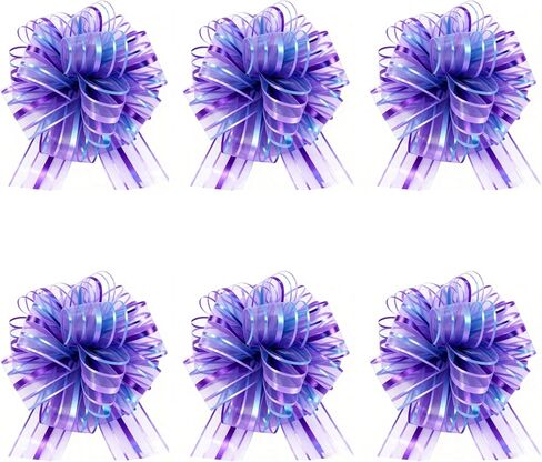 6 Pack 6 Inch Purple Pull Bows for Gift Wrapping, Gift Wrapping Ribbon Gift Bows Perfect for Party Decorations and Gift Baskets in Kuwait
