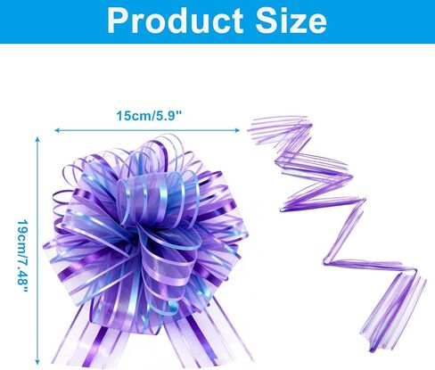 6 Pack 6 Inch Purple Pull Bows for Gift Wrapping, Gift Wrapping Ribbon Gift Bows Perfect for Party Decorations and Gift Baskets in Kuwait