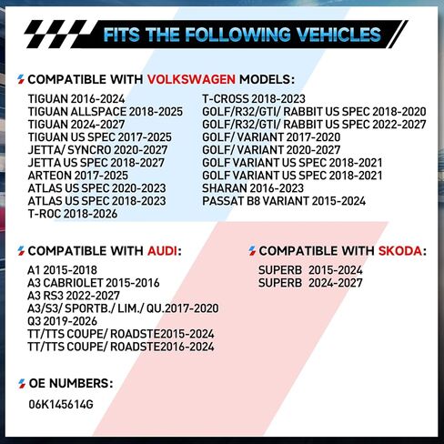 06K145614G Turbo Wastegate Actuator Compatible With Audi A1 2015-2018 A3 S3 Q3 2019-2026 TT TTS Coupe VW Jetta Golf GTI Tiguan Passat B8 2017-2025 SKoda Atlas R32 Rabbit 2.0 TFSI in Saudi Arabia