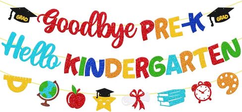 Goodbye Pre-K Hello Kindergarten Banner Pre-K Graduation Decoration Pre-K Grad Decor Congrats Grad for Child's 2026 Graduation Celebration Party Decorations in Saudi Arabia