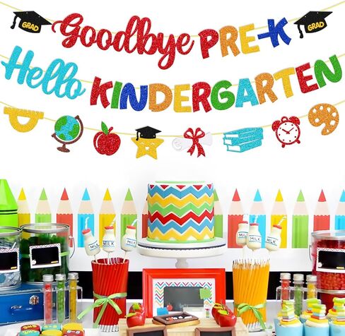 Goodbye Pre-K Hello Kindergarten Banner Pre-K Graduation Decoration Pre-K Grad Decor Congrats Grad for Child's 2026 Graduation Celebration Party Decorations in Saudi Arabia