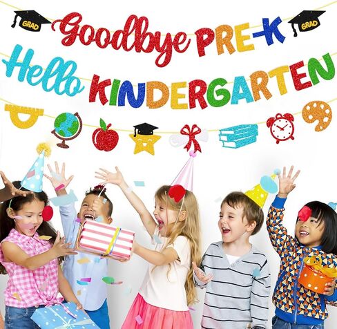Goodbye Pre-K Hello Kindergarten Banner Pre-K Graduation Decoration Pre-K Grad Decor Congrats Grad for Child's 2026 Graduation Celebration Party Decorations in Saudi Arabia