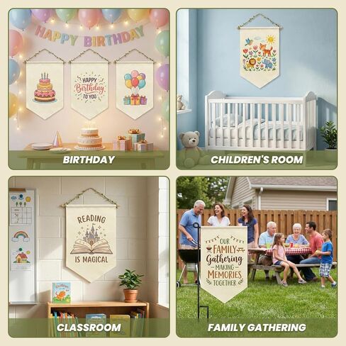 10 Pcs Beige Blank Canvas Banner Set - Premium Cloth Banner & Wall Banner Pennant Flags with Wooden Dowels & Burlap Leaf Ribbon Twine & White Cotton String - DIY Banner & Fabric Sign for Badges, Patches & Decor in Saudi Arabia
