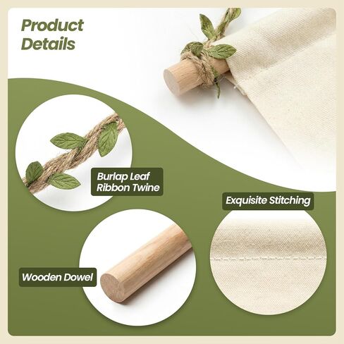 10 Pcs Beige Blank Canvas Banner Set - Premium Cloth Banner & Wall Banner Pennant Flags with Wooden Dowels & Burlap Leaf Ribbon Twine & White Cotton String - DIY Banner & Fabric Sign for Badges, Patches & Decor in Saudi Arabia