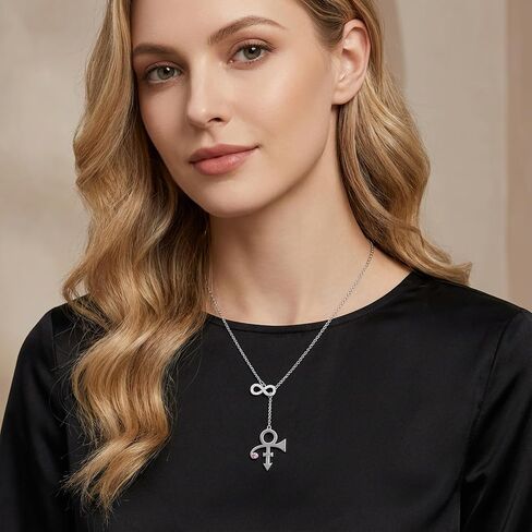 MUNORIAY Memorial Prince Love Infinity Symbol Necklace for Women Men Stainless Steel Punk Rock Band Prince Symbol Music Lovers Jewelry Gifts for Prince Fan in Saudi Arabia