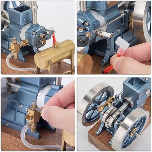 Metal Engine Internal Combustion Engine Model That Works, 6CC Mini Fixed-Type Four-Stroke Adjustable Speed Gas Engine Model, Realistic Engine for Hobbyists and Collectors (RTR Version/Blue) in Saudi Arabia