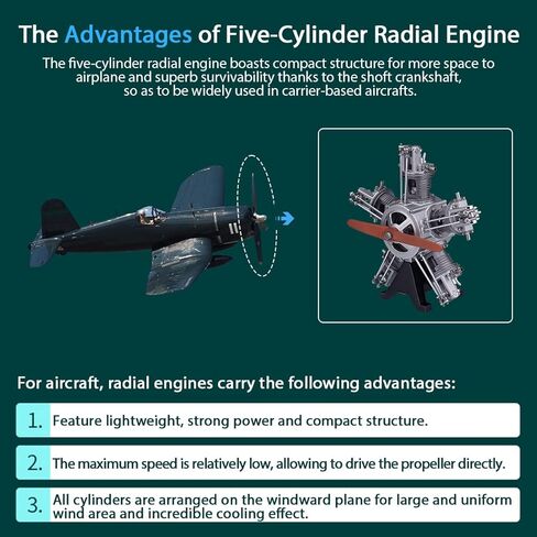 DIY Metal Engine Model That Working, 1:6 Five-Cylinder Radial Aircraft Engine Simulation Electric Model DIY Assembly Kit Science Education Educational Toys in Saudi Arabia