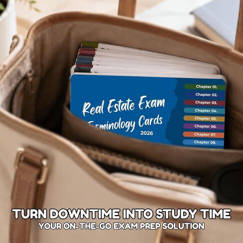 Real Estate Exam Cheat Sheet Flash Cards 2026-9-Chapter Terminology Reference Cards for License Exam Prep, 31 Laminated Study Flashcards with Ring for Real Estate License in Saudi Arabia