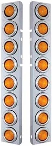 Technical Precision Replacement For PETERBILT 378 YEAR 2000 STAINLESS STEEL FRONT PANEL KIT W/SIXTEEN 2IN FLAT LIGHTS AND BEZELS in Kuwait