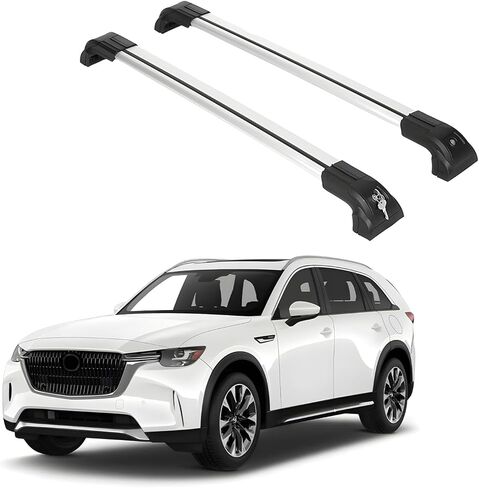 ERKUL Roof Rack Cross Bars for 2024-2026 Mazda CX-90 & CX90 PHEV | Aluminum Crossbars with Anti Theft Lock for Rooftop | Compatible with Flush Rails - Silver in Kuwait