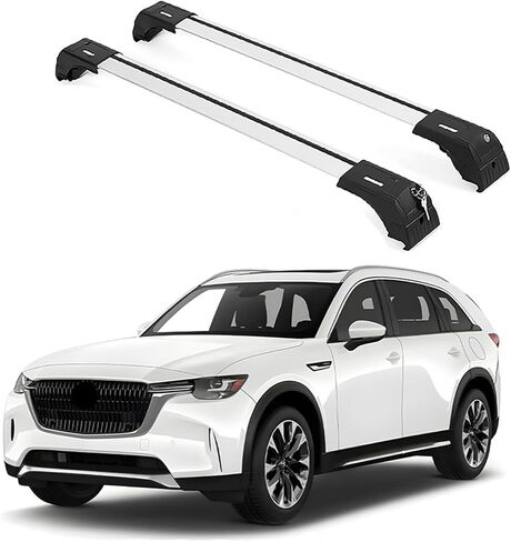 ERKUL Roof Rack Cross Bars for 2024-2026 Mazda CX-90 & CX90 PHEV | Aluminum Crossbars with Anti Theft Lock for Rooftop | Compatible with Flush Rails - Silver in Kuwait