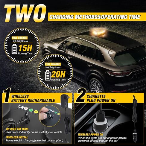 Wireless Rechargeable LED Rooftop Beacon Strobe Light, 48 LED Amber White Emergency Warning Light, Magnetic Mount Flashing Hazard Light with Remote, 17 Modes, for Truck Snowplow in Saudi Arabia