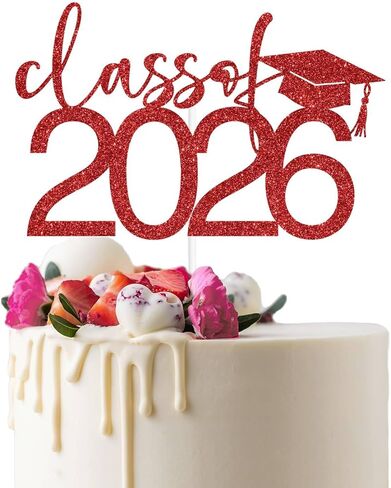 طبقة علوية للكيك من فئة 2026، تهانينا 2026، ديكور الكيك، تهانينا غراد، تخرج سعيد، ديكورات حفلات التخرج من المدرسة الثانوية/الكبيرة/الجامعة، ذهبي لامع in Kuwait