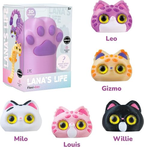 Lana's Life 3D Printed Flexi-Kitty Blind Box Cat Paw (Purple) - 1 Individual Purple Paw Containing 1 Randomly Assorted Collectible 3D Printed Flexible Kitty - Lana Inspired Cute Cat Fidget Toy in Kuwait