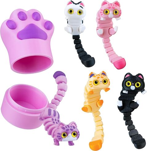 Lana's Life 3D Printed Flexi-Kitty Blind Box Cat Paw (Purple) - 1 Individual Purple Paw Containing 1 Randomly Assorted Collectible 3D Printed Flexible Kitty - Lana Inspired Cute Cat Fidget Toy in Kuwait