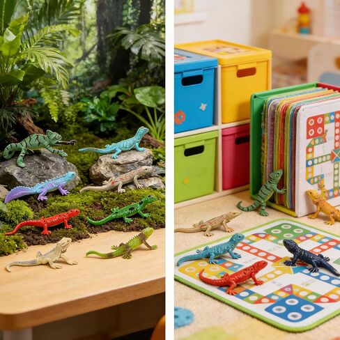 EAZZ 8PCS Plastic Lizard Figurines – Soft Realistic Reptile Toys for Kids, Ideal for Birthday Party Favors, Terrarium Decoration, Science Learning & Collectible Set in Saudi Arabia
