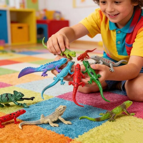 EAZZ 8PCS Plastic Lizard Figurines – Soft Realistic Reptile Toys for Kids, Ideal for Birthday Party Favors, Terrarium Decoration, Science Learning & Collectible Set in Saudi Arabia