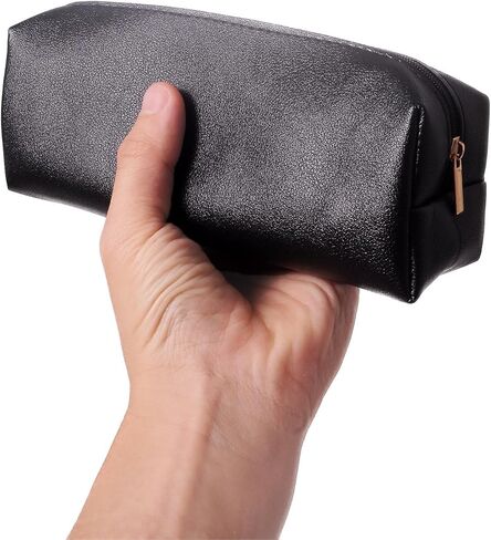 Black PU Leather Pencil Case 3 Pack, Zipper Pencil Pouch for Office, Small Pen Bag Organizer, Multipurpose Stationery Makeup Travel Pouch for Women & Men in Saudi Arabia