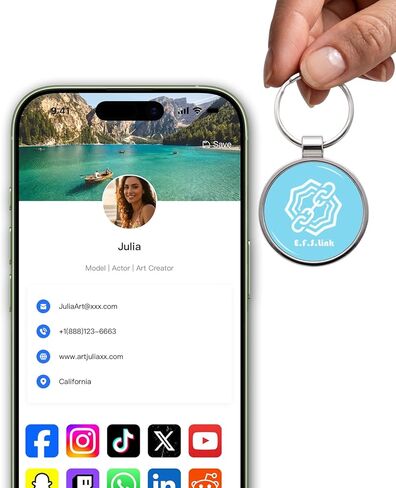 سلسلة مفاتيح NFC معدنية - بطاقة عمل رقمية - أداة مشاركة NFC ورمز الاستجابة السريعة الذكية بدون تلامس لوسائل التواصل الاجتماعي ومعلومات الاتصال والموقع الإلكتروني والمحفظة - متوافقة مع iOS وAndroid - أبيض in Kuwait