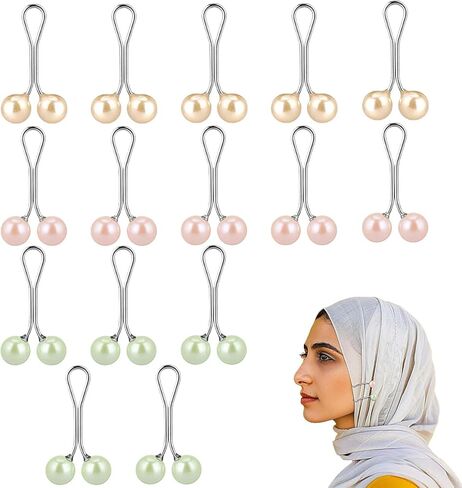 30Pcs Elegant Pearl-Design Scarf Pins, Secure Hijab & Shawl Clips for Women, Muslim Hijab Scarf Clips Headscarf Pearl Safety Pins Buttons for Dresses, Sweaters, Boutonniere & Wedding Dress Accessories in Saudi Arabia