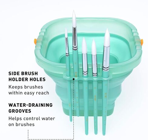 HIMI Collapsible Water Cup for Painting, Foldable Brush Rinse Container for Gouache, Acrylic & Watercolor, Portable Artist Water Bucket for Studio, Travel & Outdoor Painting in Kuwait