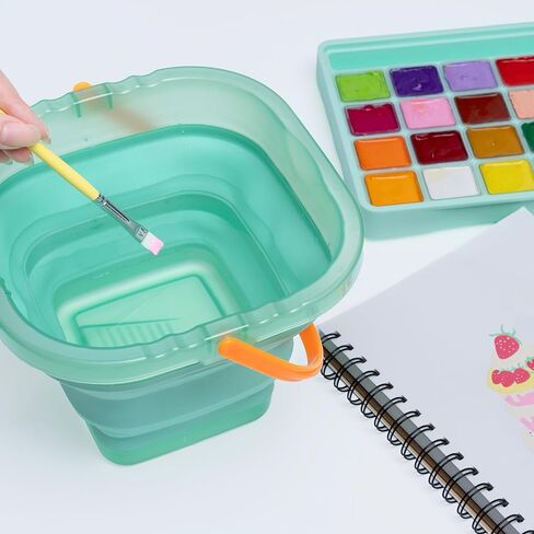 HIMI Collapsible Water Cup for Painting, Foldable Brush Rinse Container for Gouache, Acrylic & Watercolor, Portable Artist Water Bucket for Studio, Travel & Outdoor Painting in Kuwait